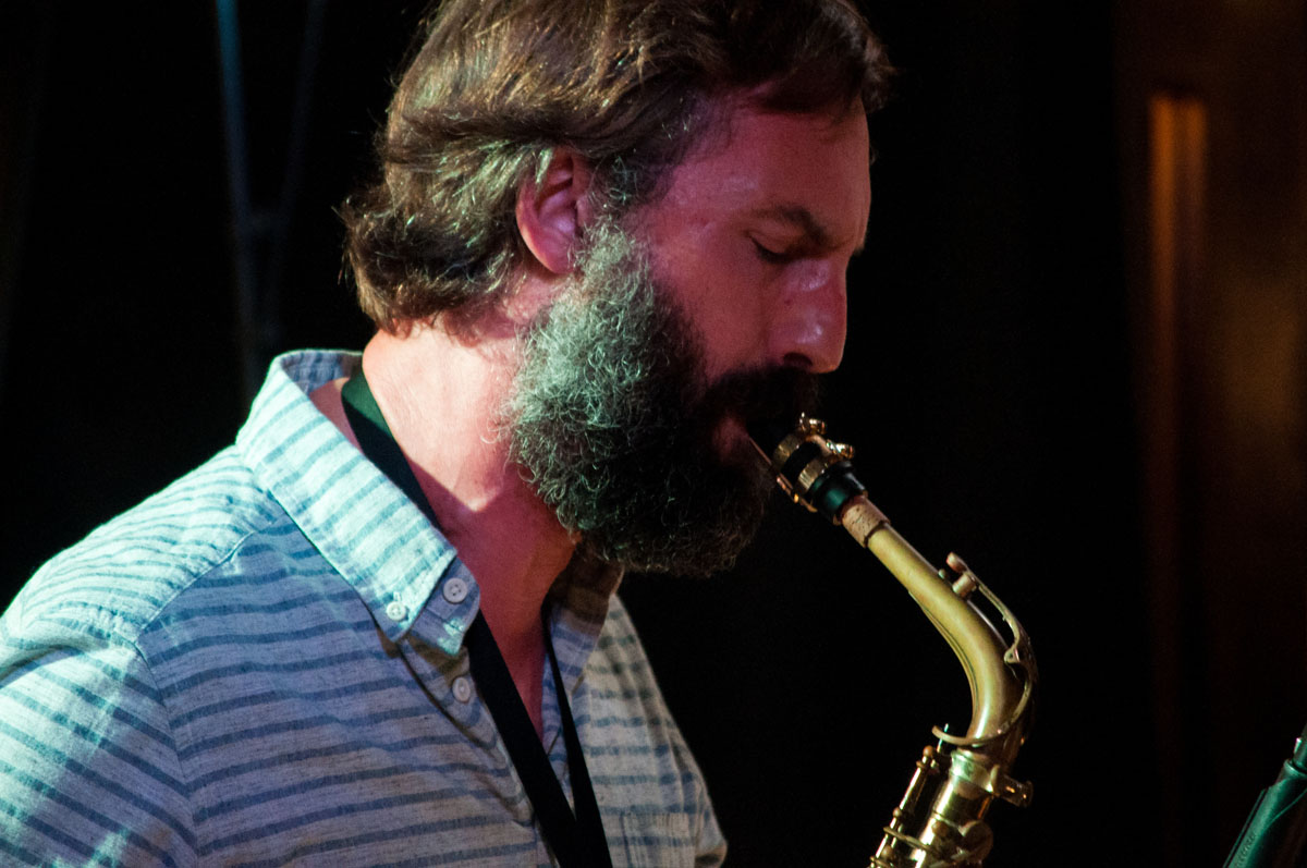 Paul Burns playing the saxophone Monday, Sept. 18, 2017, at the SOhO Restaurant and Music club in Santa Barbara, Calif. The crowd was very involved throughout the show, especially during Burns’ saxophone solos.