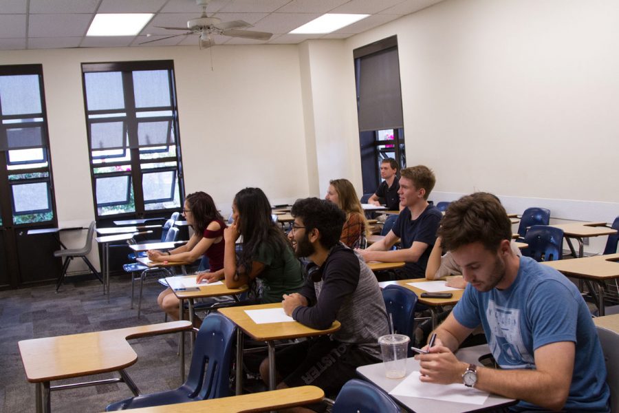 The Santa Barbara City College Math Club meeting Thursday, Oct. 18, in Interdisciplinary Center Room 106. The club met to hear a powerpoint lesson on geometry and drawing on grids using proportions from club vice president Christina Humphrey.