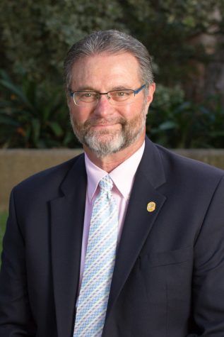 Superintendent-president Anthony Beebe Tuesday, Oct. 3, 2017, outside Business and Communications building.