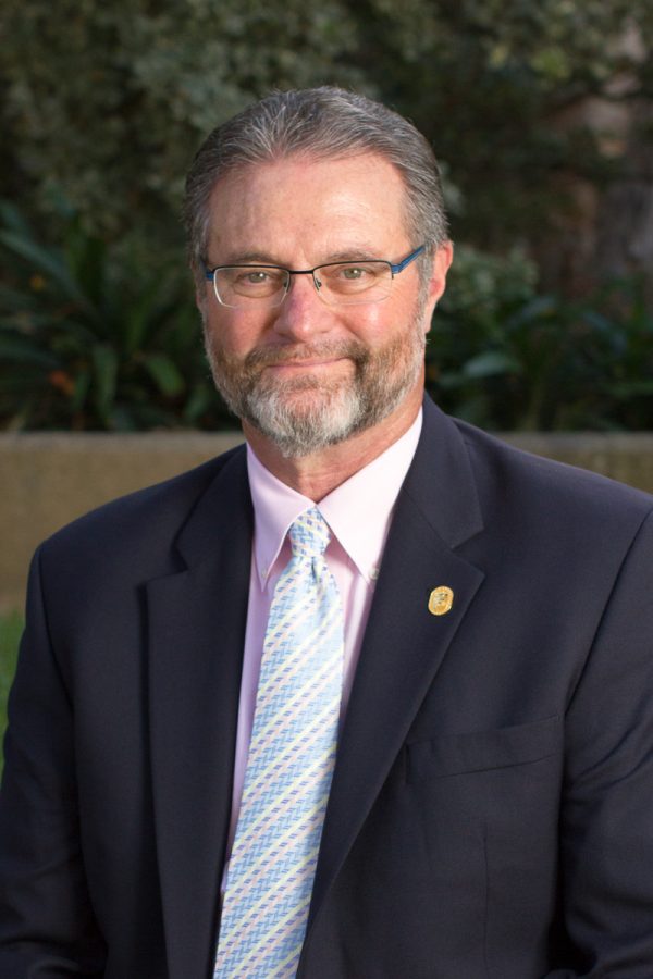 Superintendent-president Anthony Beebe Tuesday, Oct. 3, 2017, outside Business and Communications building.