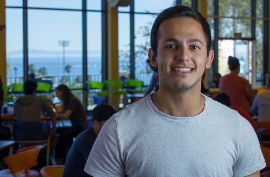 Santa Barbara City College student trustee and Assembly District Delegate of the Democratic Party David Panbehchi represents the student voice at Santa Barbara (Calif.) City College. On Monday Sept. 25, 2017, Panbehchi stands in the campus center where he regularly has meetings with the students he represents.