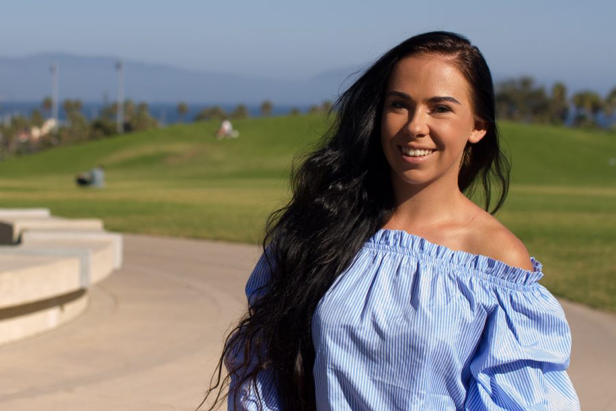 City College student Julia Lastikka Tuesday, Oct. 10, outside the Business and Communications building at City College. Lastikka moved to Santa Barbara from Finland to pursue a degree in Pre-Law.