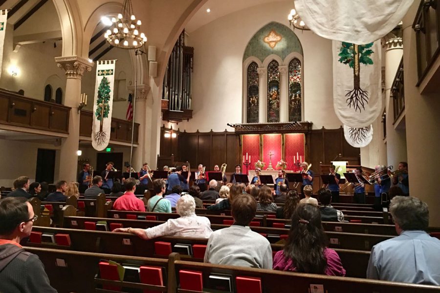 The City College trombone choir performing Dimitri Shostakovich’s “Symphony No.5” live Saturday, Oct. 28, at the First United Methodist Church in downtown Santa Barbara, Calif. The 17-piece choir performance was conducted and arranged by Cody Anderson.