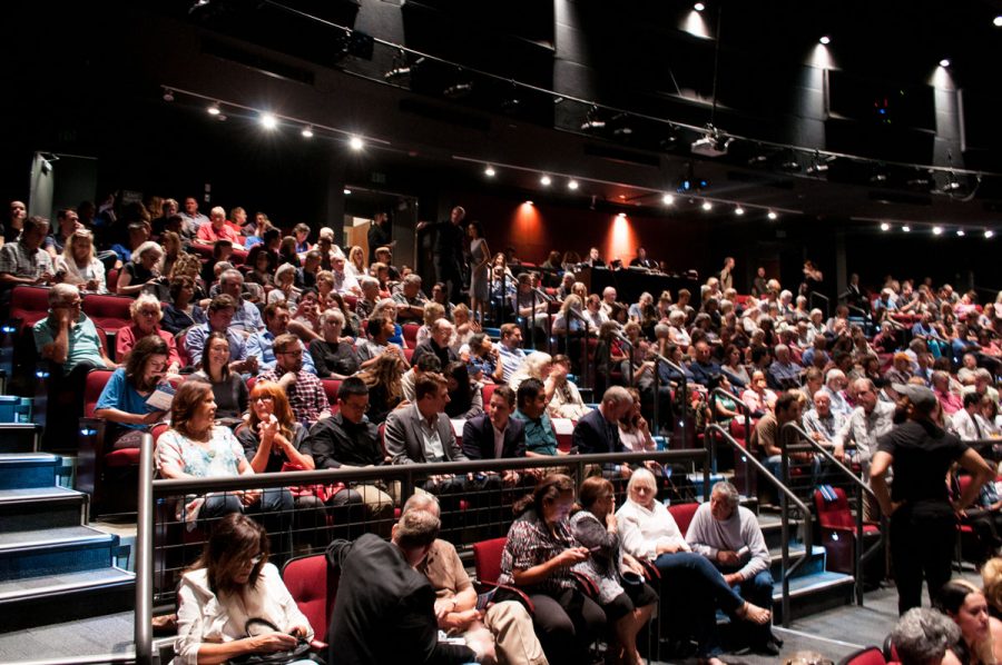 The audience at the sold out Santa Barbara Mayoral Debate Tuesday, Oct. 17, at the Garvin Theatre. The Garvin Theatre seats 370 people.