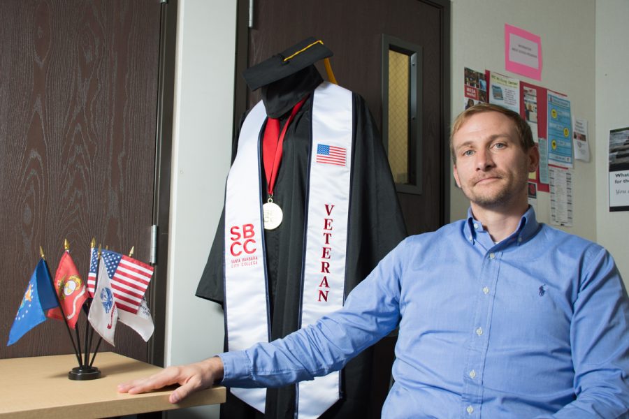 Kyle Rasmussen, City College’s new Veterans Support and Resource Center coordinator, Friday, Oct. 27, at East Campus Office Center 1 Building. Rasmussen knows the struggles of being a student-veteran since he enlisted into the military at 18 years old, and hopes veterans seek him out to get as many benefits and resources as possible.