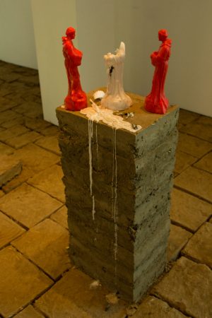 Artwork on display in Rafa Esparza’s “For You and the Sky” exhibit Monday, Nov. 20. in the Atkinson Gallery.