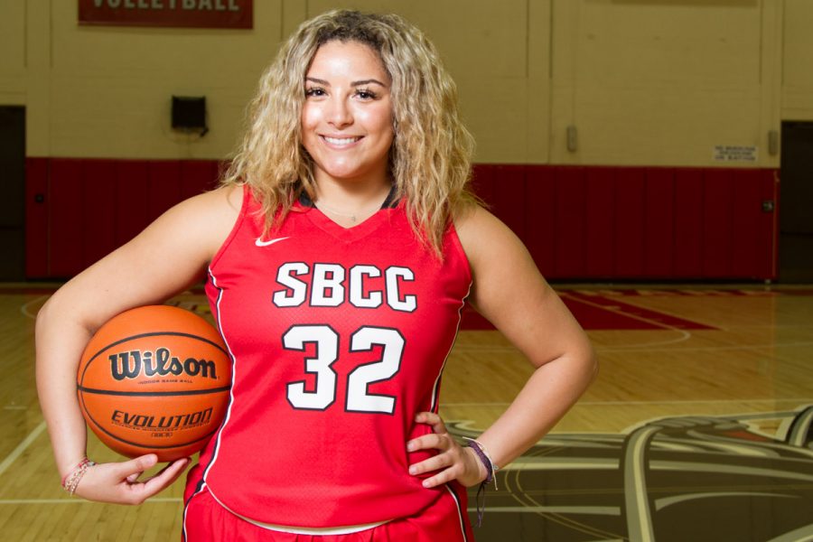 Aaliyah Pauling, in the Sports Pavilion at Santa Barbara City College on Wednesday, Feb. 28. Pauling is a freshman point guard for City College’s women’s basketball team.