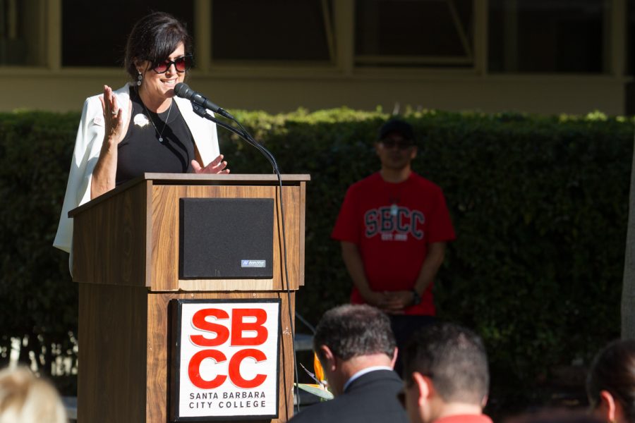 Melissa Moreno during her speech at the garden party at the Wake Campus in Santa Barbara, Calif., on Sunday, Sept. 9, 2018. The School of Extended Learning were there to celebrate 100 years of adult education in Santa Barbara.