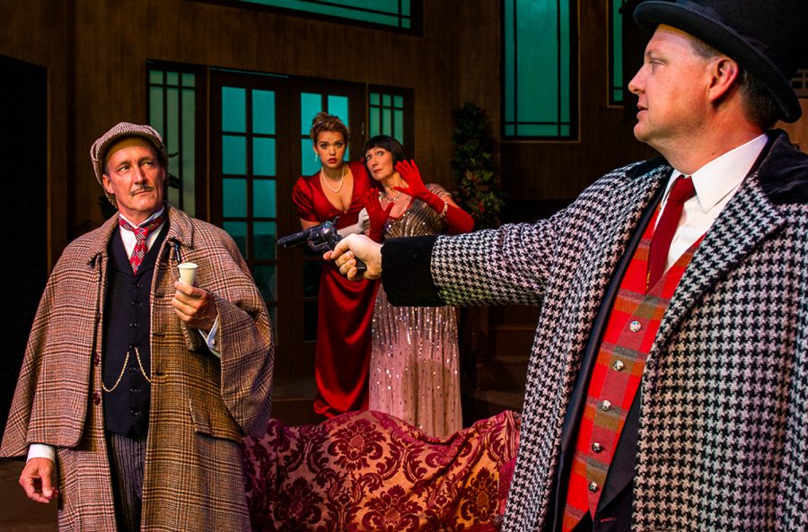 (From left) Brian Harwell, Madison Duree, Nancy Nufer and Sean Jackson in The Theatre Group at City College’s production of “The Game’s Afoot”, which will be running from Oct. 12-27, 2018. Courtesy of Ben Crop.