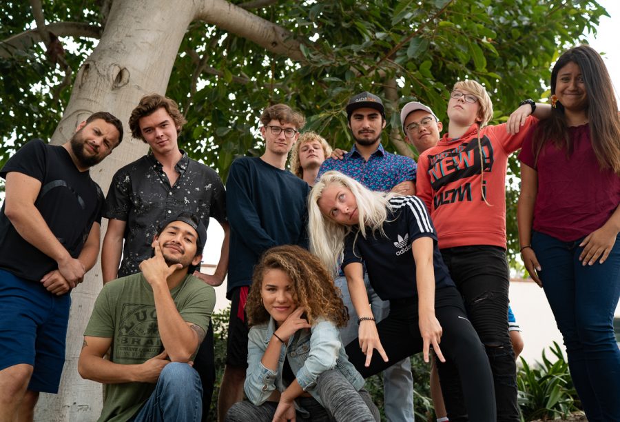 City College film students pose out front of the Humanities Building at City College in Santa Barbara Calif., on Friday, Sept. 28.