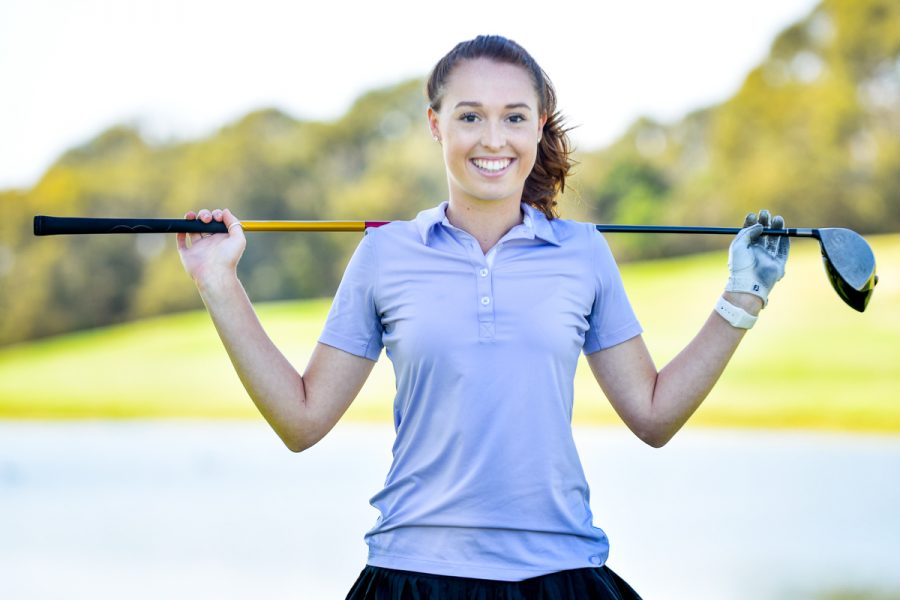 City College freshman Alexa Bleth, 17, poses during practice on Tuesday, Oct. 9, 2018, at Sandpiper Golf Club in Goleta, Calif. Bleth has scored in the top three in eight out of their ten matches this season.