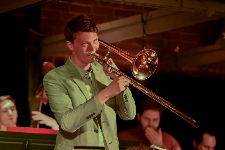 Greg Ingersoll plays the trombone during Lunchbreak Big Bands performance on Monday Feb. 11, 2019, at the Soho Restaurant and Music Bar in Santa Barbara, Calif. The City College band will be playing again at Soho on March 18, at 7 p.m.