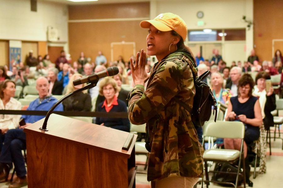 Former Student Trustee Krystle Farmer expresses her outrage with The Board of Trustees actions on Thursday, Feb. 14, 2019, at The Wake Campus in Santa Barbara, Calif.