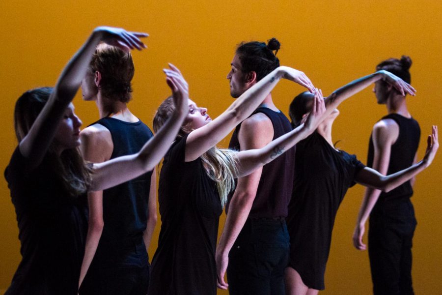 Members of the Santa Barbara City College Dance Company perform “Prologue; A Sense Of Human”, choreographed by Shelby Lynn Joyce, on Friday, March 1, 2019, during the HH11 Dance Festival at the Center Stage Theater in Santa Barbara, Calif. Artist Director Tracy R. Kofford and Joyce selected the costumes for the dancers.