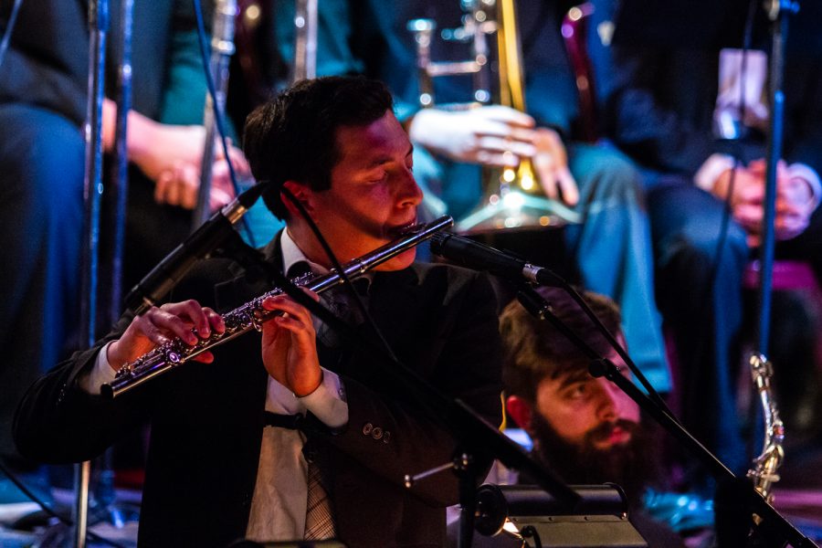 Marco Alcaino plays the flute during the Lunchbreak Jazz Band performance on Monday, March 18, 2019, at the Soho Restaurant & Music Club in Santa Barbara, Calif.