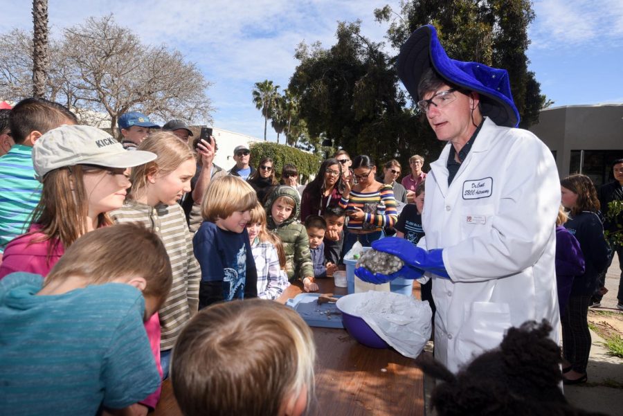 Astronomy professor Sean Kelly re-creates a comet at the“Science Discovery Day” on Saturday, March 8, 2019, on East Campus at City College in Santa Barbara, Calif.