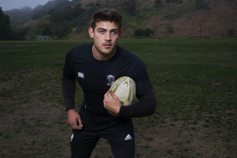 Vaquero's rugby player Chris Noggle posses before practice at 7 p.m. on Thursday, April 24, 2019, at Elings Park in Santa Barbara, Calif.
