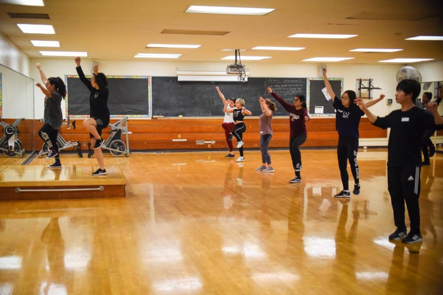 Club president Mimi Vorosmarthy leads the Kpop club during a meeting on Friday, April 5, 2019, at City College in Santa Barbara, Calif. The club meets every Friday at 2 p.m. in Physical Education Room 114.