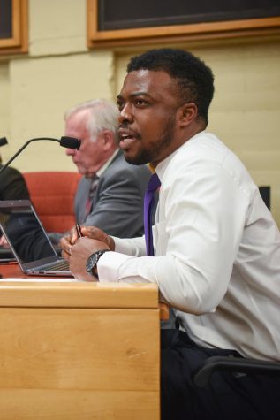 Kenny Igbechi speaks at the Board of Trustees meeting on Thursday night Feb. 28, 2019, at City College in Santa Barbara, Calif.