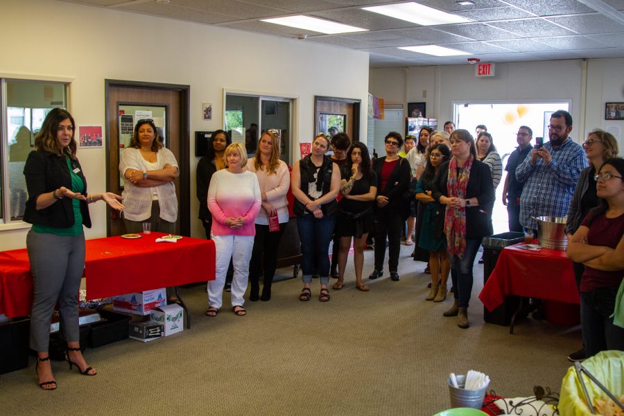 Cosima Celmayster-Rincon, Academic Counselor at the Express to Success Program, talks during the farewell gathering of the program on Wednesday, April 24, 2019, at City College in Santa Barbara, Calif. The program will be closing its doors after eight years at City College.