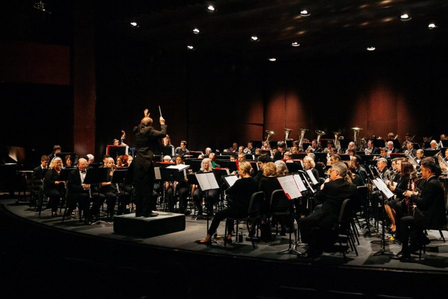 The Santa Barbara City College Concert Band and conductor Eric Heidner play Favorites from 2003-2018 on Sunday, May 5, 2019, at the Garvin Thertre at City College in Santa Barbara, Calif. The band consisted of 99 musicians including Heidner.