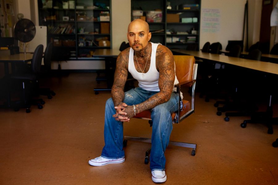 City College student Brandon Reyes Gray talks about a near life sentence served in state prisons and transitioning from incarceration to modern society on Friday, Sept. 13, 2019, in the Administration Building, Room 161 at City College in Santa Barbara, Calif. “It’s too easy to fall back into criminal behavior after they let you out,” Gray said. “The cycle is geared against you.”