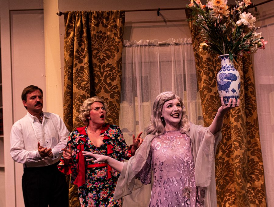 Oren Skoog and Leesa Beck in The Theatre Group at SBCC’s production of BLITHE SPIRIT by Noel Coward, directed by R. Michael Gros.