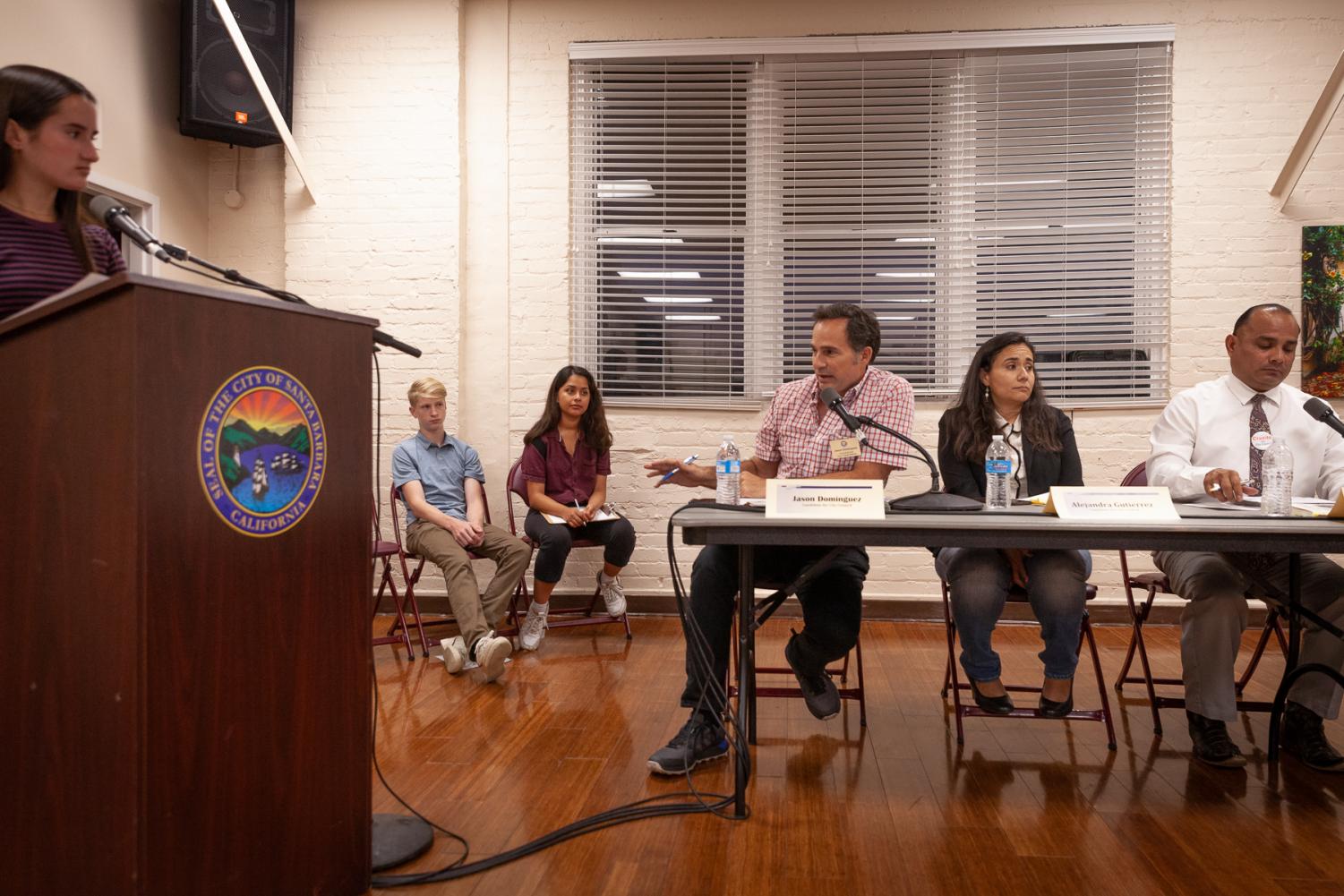 Jason Dominguez talks about solutions to vaping products being targeted towards children Monday, in the Louise Lowry Davis Center in Santa Barbara, Calif.