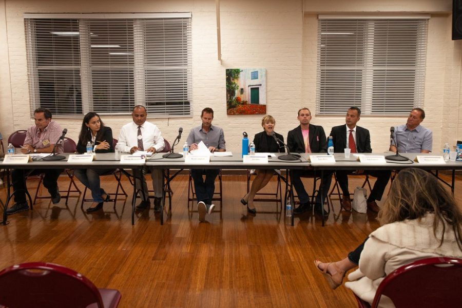 The Santa Barbara Youth Council hosted District 1 and 2 city council candidates to ask questions posed by local highschool students on Monday, Oct. 29, 2019, in the Louise Lowry Davis Center in Santa Barbara, Calif. Eight candidates had one minute each to answer questions on topics like vaping, sustainability and mental health.