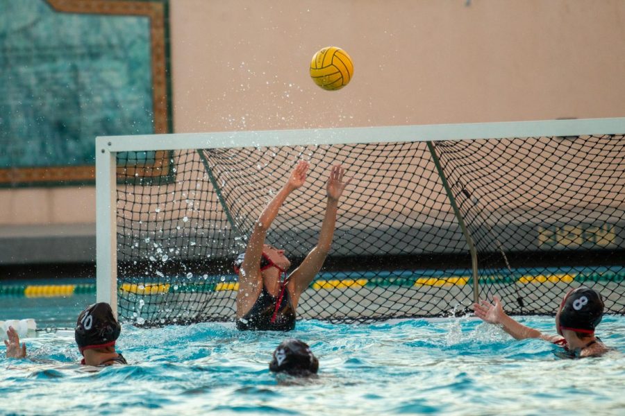 Jayde Maniscalco successfully blocks a shot from an La Pierce player on Friday, Nov. 1, 2019, at Santa Barbara High School in Santa Barbara, Calif.