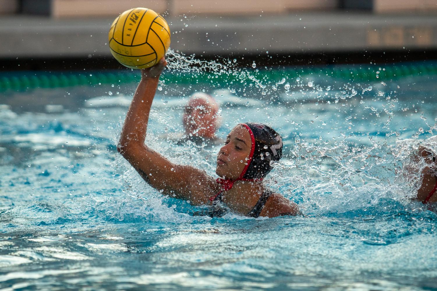 Taylor Brooks (No.2) getting a clean shot off and scoring on Friday, Nov. 1, 2019, at Santa Barbara High School in Santa Barbara, Calif. City College beat LA Pierce 17-4.