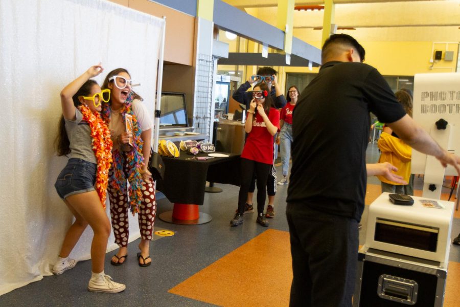 Jazmin Nube (Left) and Rebecca Matyas pose at the photo booth during the annual food fair on Friday afternoon, Nov. 22, 2019 in the East Campus Cafeteria at City College in Santa Barbara, Calif.