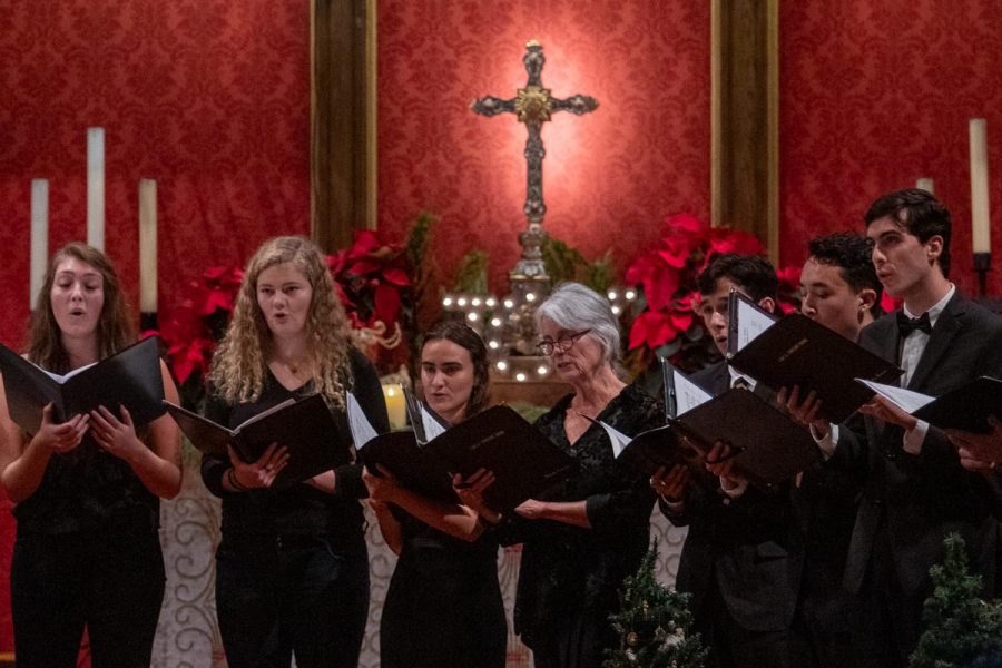 Members of the Concert Choir preform "Sweeter Still" by Eric William Barnum on Saturday night, Dec. 7, 2019, at the First United Methodist Church, Santa Barbara, Calif.