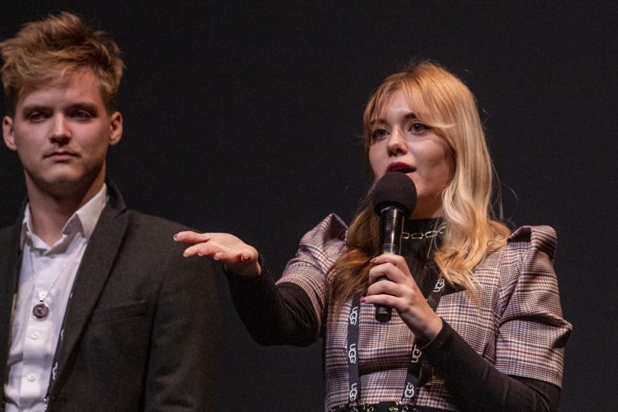 Alara Worrick explains the process on how the short film "Earache" came to be on Sunday, Jan. 19, 2020, at the Arlington Theater in Santa Barbara, Calif.