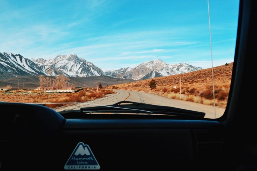 Driving in our 2001 Jeep Cherokee on the 395 headed to Mammoth after a trip down south.