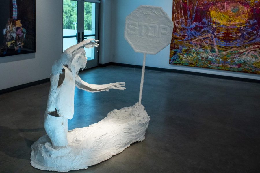 A Karon Davis sculpture displayed in the Atkinson Gallery on Monday, Jan. 27, 2020, in the Humanities Building at City College in Santa Barbara, Calif.