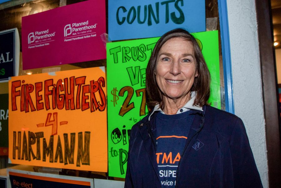 Third District Supervisor candidate Joan Hartmann stands outside of her base of operation on Tuesday, March 3, 2020, in Isla Vista, Calif. 
