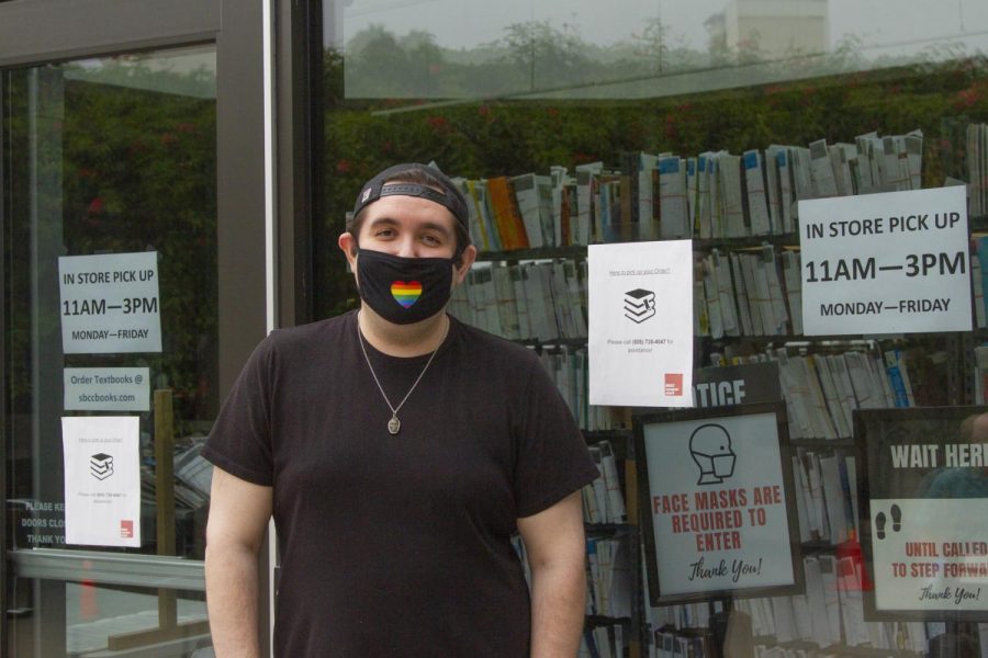 Pablo Ochoa, a City College Bookstore employee of eight years, has seen wait times of to 2-3 days due to difficulties brought by the COVID-19 pandemic. Ochoa said they have used new approaches for the new problems arising for the Bookstore, and that this semester has been a different kind of crazy on Aug. 31, 2020 at the City College Bookstore in Santa Barbara, Calif.