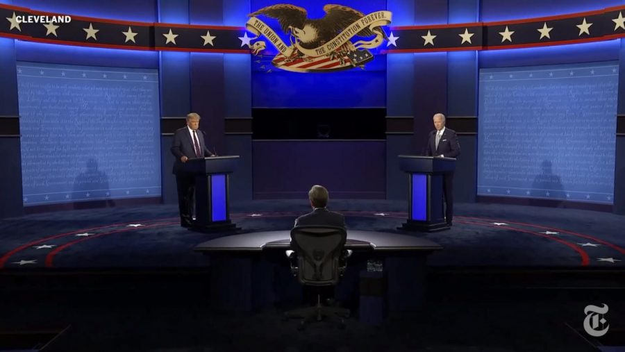 Screen grab from the first 2020 presidential debate.