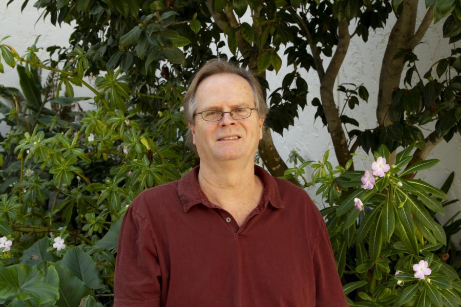 David Starkey outside of the Garvin Theater on the City College campus on Oct. 3 in Santa Barbara, Calif. Starkey is looking forward to his retirement this spring, he said that he will continue to write creatively, and is excited to do so in ways outside of his teaching positions.