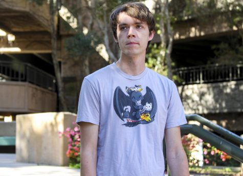 Marcus Olivas, president for the Anime Club at City College outside City College West Campus Cafeteria on Nov. 4, 2020, in Santa Barbara, Calif. Olivas started the club two years ago, initially as a platform for people to meet and play video games together.