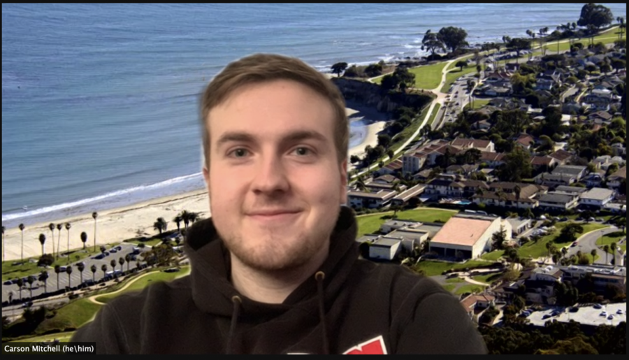 Screengrab of Associated Student Government President Carson Mitchell over Zoom on Feb. 11, 2021. “I don’t want the ASG to be such a scary thing,” Mitchell said.