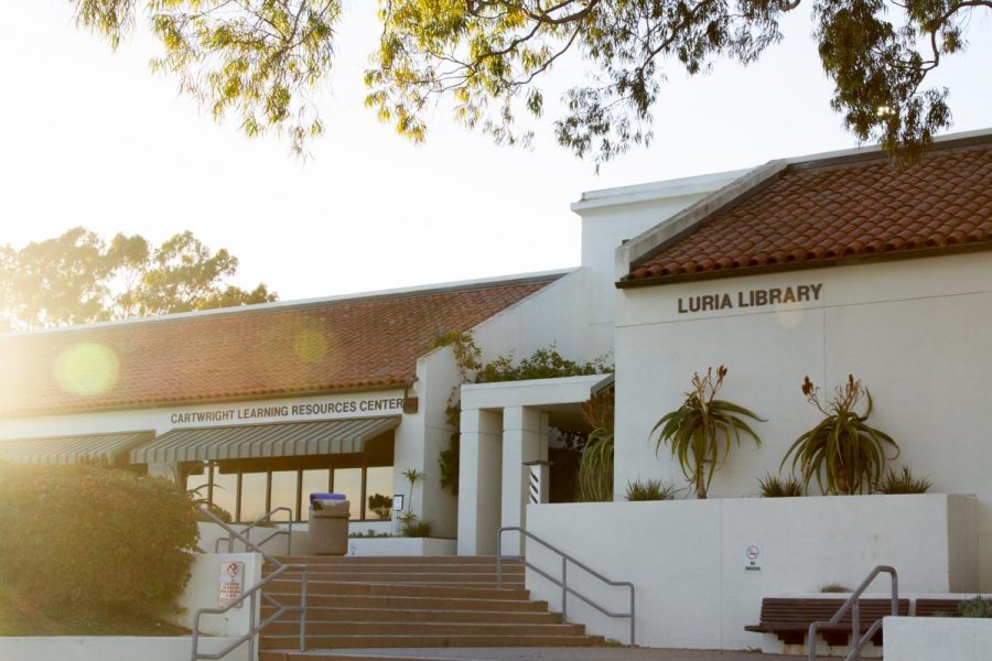 The Eli Luria Library on City Colleges West campus has been closed since last March, but library staff has been working to offer the same resources available to students through rentals, online distribution and more. “We have had a lot more students accessing our collection electronically instead of physically,” said Camerin Poulson, library technician. File photo of Eli Luria Library from Feb 19, 2021, in Santa Barbara, Calif.