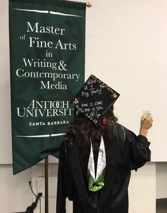 Kiki Reyes attends her graduation from Antioch University Santa Barbara, where she received a masters in fine arts through the Writing and Contemporary Media program.