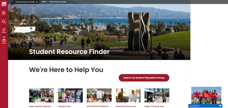 Screengrab+of+the+Student+Resource+Finder+main+page+on+the+SBCC+website.+With+the+new+resource+finder+function+students+are+able+to+find+specific+information+on+resources+they+qualify+for+all+in+one+spot%2C+if+a+student+has+any+questions+there+is+also+a+live+chat+feature.