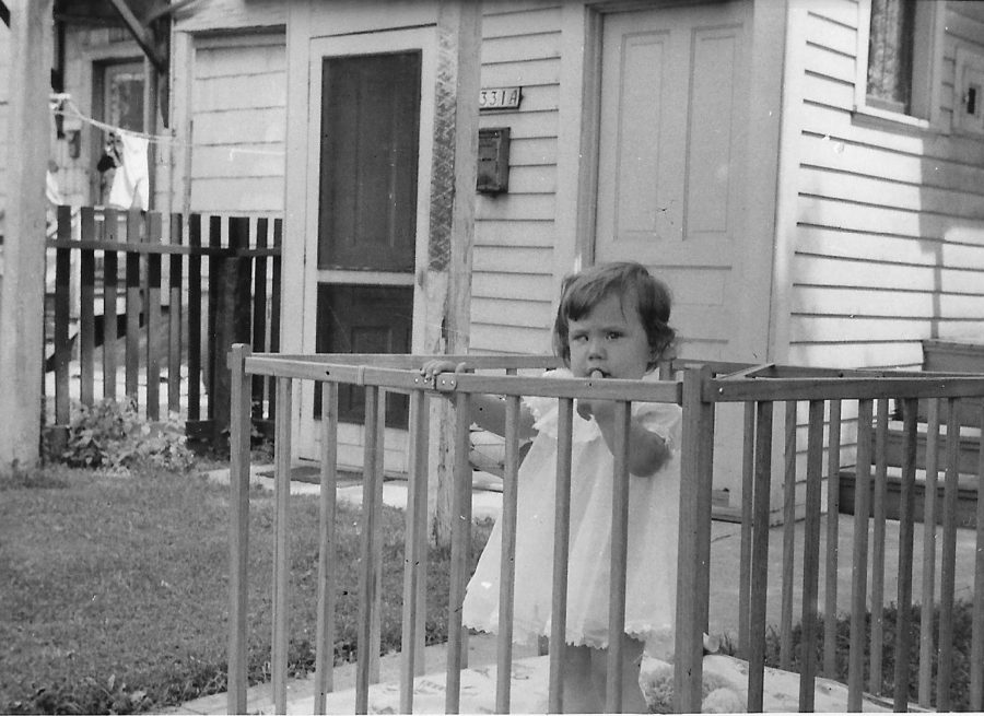 Courtesy image of Heidi Hutton Rigoli at age 3 in her crib from 1958 in Milwaukee, Wis.