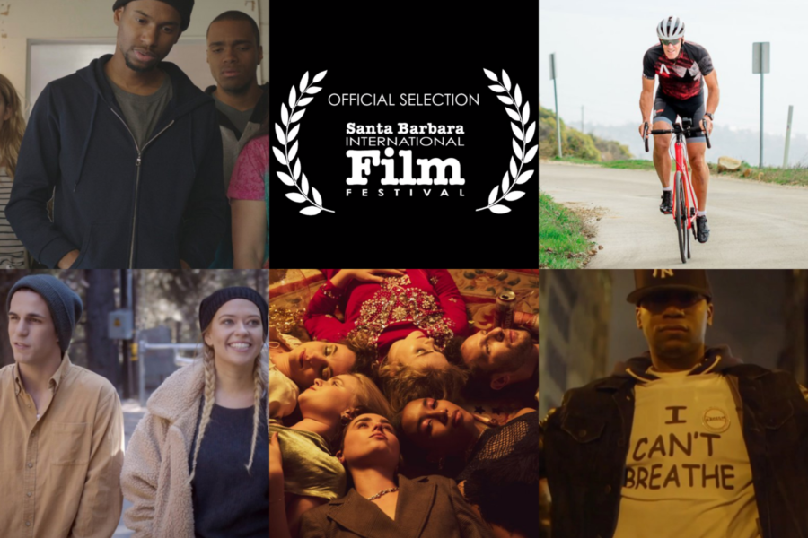 Five films featuring local directors, writers and producers comprise the Santa Barbara Features Category at The 36th Santa Barbara International Film Festival. Clockwise from top right, the films include "Climb," "Revolution Generation," "Highway One," "Evan Wood" and "Addict Named Hal."