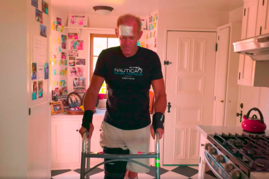 Screen grab from the film "Climb." The documentary tells the story of Neil Myers, a cyclist and triathlete who was nearly killed in an accident while cycling on Gibraltar Road. The film—also directed by Myers—documents his journey to recover in time to compete in the 2019 Santa Barbara Triathalon.