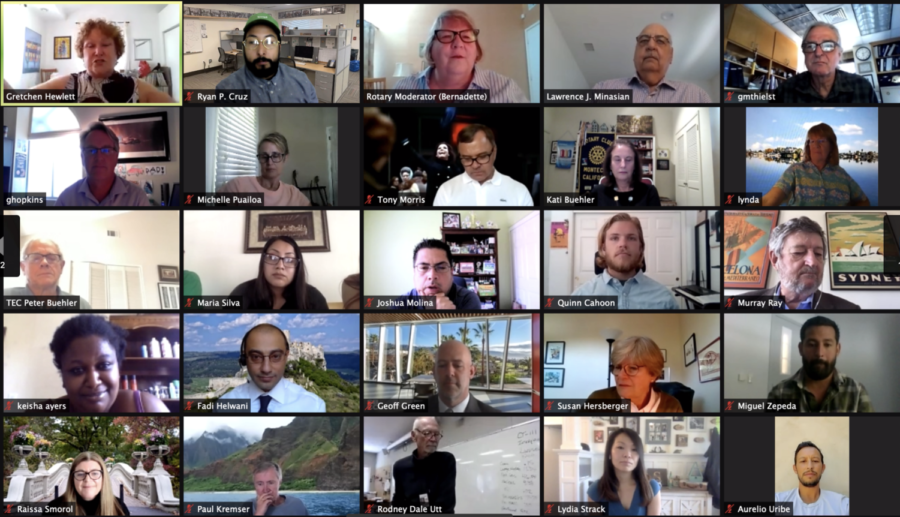 Screengrab from the Rotary Club of Montecito's virtual awards ceremony, where the club granted scholarships to 11 SBCC students for their achievements during this year.