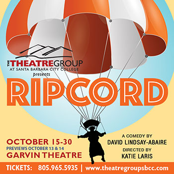 Banner for the fall 2021 production of Ripcord running from Oct. 15 through Oct. 30 at City Colleges Garvin Theatre in Santa Barbara, Calif. Image courtesy of theatre manager Pam Lasker.